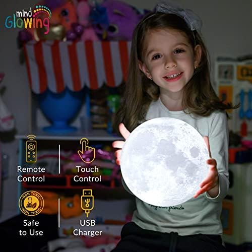 Lâmpada de lua de aquecimento mente - Luz da noite da lua 3D, quarto - 16 cor Bola de lua led para decoração de espaço - Magical Globe Nightlight With Stand, Touch/Remote - Presentes legais para meninas e meninos