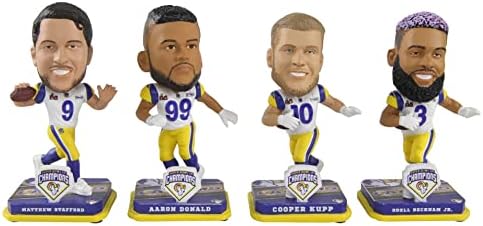Los Angeles Rams Super Bowl LVI Champions Mini Bobbleheads Set 4 -Pack - Matthew Stafford Aaron Donald Cooper Kupp Odell Beckham