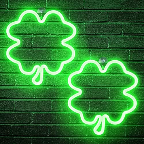 2pcs 11,5 polegadas St Patricks Luzes de decoração do dia, luzes de janela de trevo verde LED, USB Irish Shamrock Neon Tube Sinais para janela Wall Bedroom Indoor Outdoor St Patricks Dia