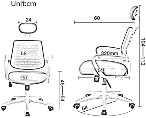 N/A Presidente do escritório - Cadeira de escritório ergonômico com apoio de cabeça ajustável, apoio de braço e suporte lombar alto