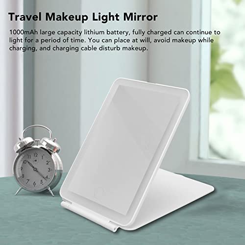 Espelho de maquiagem iluminado por LED, espelho de iluminação 3 Modo de luz de cor com espelho de LED portátil recarregável mini cosmético para viagens em família