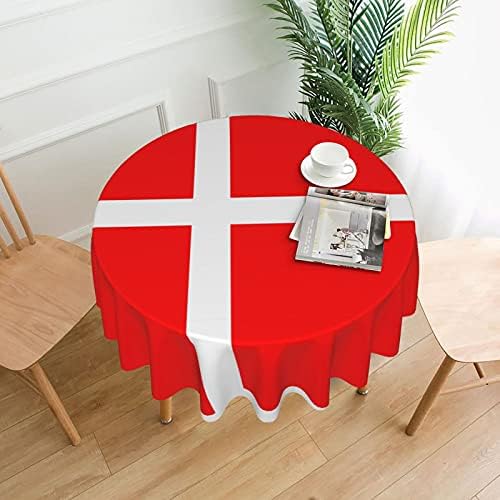 PSVOD Dinamarca bandeira dinamarquesa Tanel redonda de mesa pode ser lavado com toalha de mesa redonda de poliéster, que é muito adequada para mesas de buffet, festas e piqueniques - 60 em