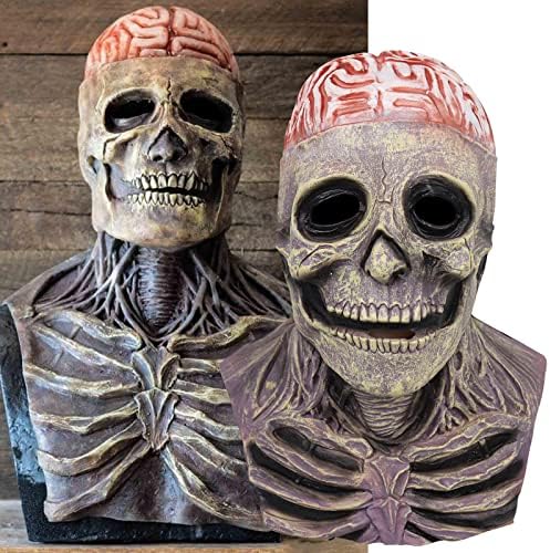 Dzeer Double Jack Latex Capéu Cabeça Halloween Skull Head Máscara Movável