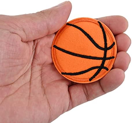 Iuaqdp 50 peças Bedestões de bordado de basquete, Ferro On/Sew On Ploth Applique, Orange Sport Sport Ball Roupas Decalque de reparo