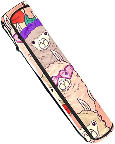 Copos de lhama rosa Alpaca Bolsa de transportadora de tapa de ioga com alça de ombro Bolsa de ginástica de ginástica