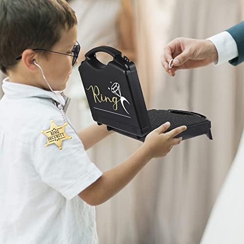 Caixa de anel Yotnus Portador de segurança Conjunto de casamento Ring Presente de óculos de sol, distintivo de segurança da caixa de anel e fone de ouvido para proposta de anel