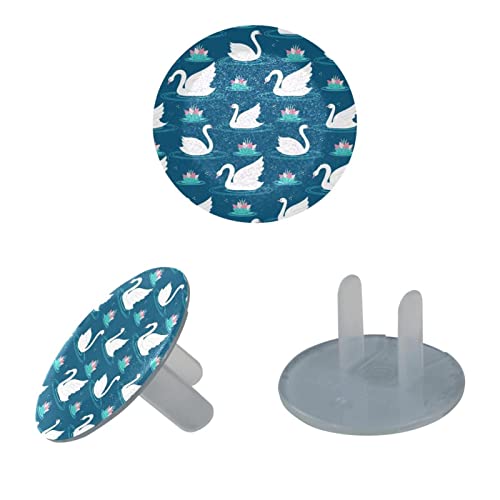 Capas de plugue de tomada azul de cisne elegante 12 pacote - tampas de plugue de segurança para bebês - Durável e constante - à prova de crianças suas tomadas facilmente