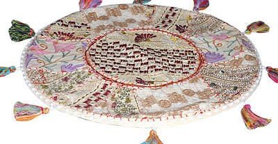 Sophia Art Beautiful decorativo Ruond otomano indiano de retalhos indiano Pouffe, Índia Tradicional Decorativa Decorativa Decorativa de Algodão Otomano Patchwork Banca, Capa de Cadeira Bordada Vintage Pouf 32