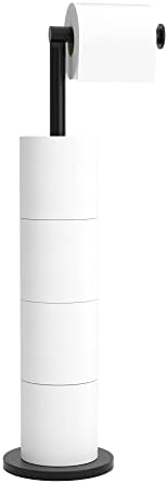 Porta de rolo de papel higiênico preto, suporte de rolo de vaso sanitário independente, armazenamento de papel de aço inoxidável mantém 5 rolos, suporte de papel higiênico de pedestal à prova de ferrugem, armário de banheiro de grande capacidade