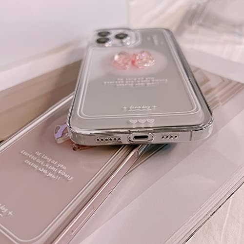 Casechics Compatível com a estojo para iPhone, fofo 3D Crystal Bow Tay Bowknot Glitter Sparkle Bling Camera Protection