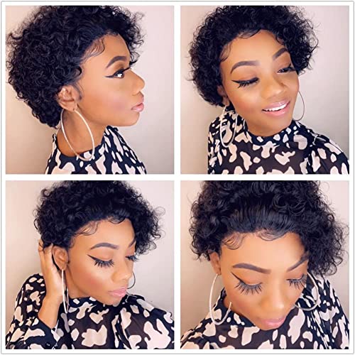 Afola Pixie Cut Wigs para mulheres negras Pixie Cut Wig Human Human Pixie Cut Wig Curly Lace Wigs dianteiro Humano