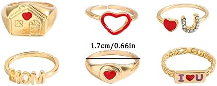 2023 Novo anel de coração de pêssego mamãe criativa diamante incrustado amor eu te amo anel de anel de 6pcs anéis para homens