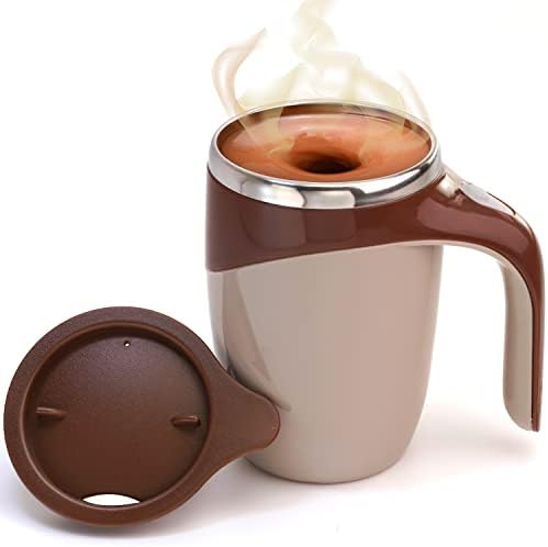 Caneca de café de agitação auto -agressiva, caneca de café auto -mistura, xícara de café reutilizável em aço inoxidável de