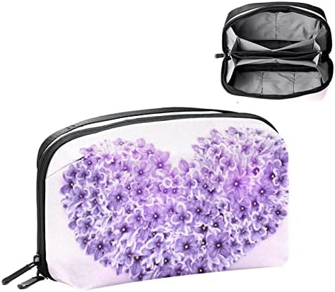 Bolsa cosmética, bolsas de maquiagem espaçosas adoráveis ​​viajam para o organizador de bolsas de higieness em forma de flor de amor roxo como presentes como presentes