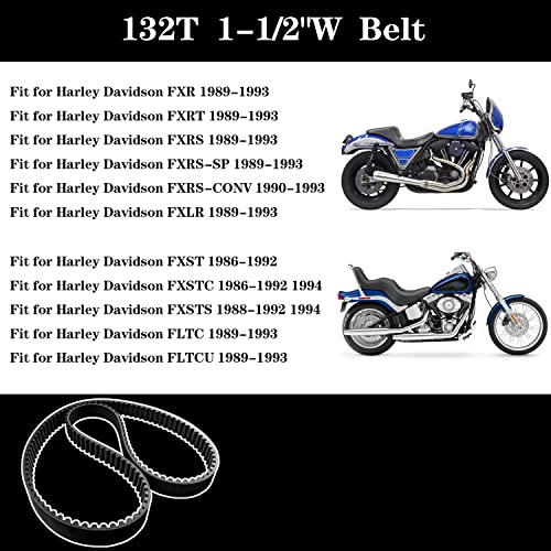 Cinturão traseira Gyuptrk 132t 1-1/2 ajuste para a Harley Davidson Sofrail Tour Electra Glide Rider Fat Boy Heritage fxr flst FXST