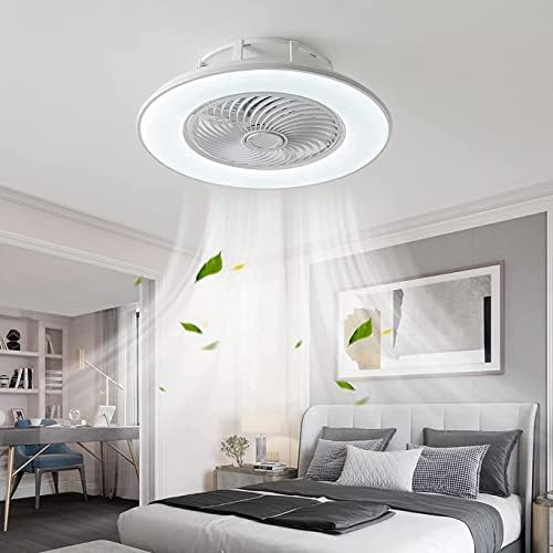 Ventilador de teto Chezmax com leque moderno de teto sem lâmina com controle remoto LED SMART LED Dimmable Iluminação