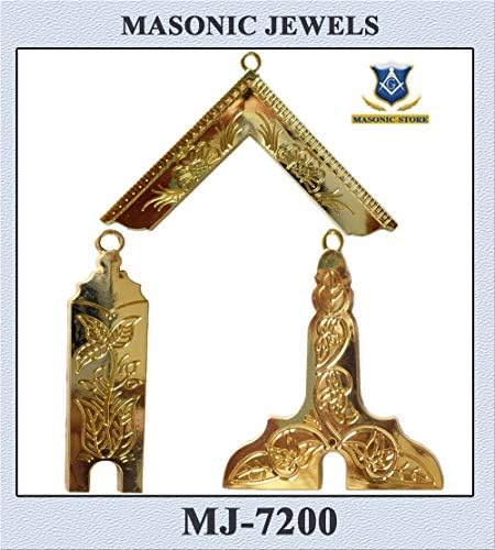 3 símbolos manchados maçônonos 24 K colarinhos de corrente de corrente + lodge azul wm- jóias sw-jw