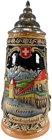 Companhia de comércio da Pinnacle Peak Le Lucerne Switzerland German Beer Stein .5L Uma nova caneca feita na Alemanha