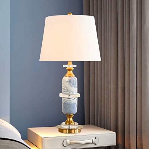 Lâmpada de mármore azul fzzdp lâmpada cerâmica luminária de cabeceira de cabeceira cristal simples sala quente luminária