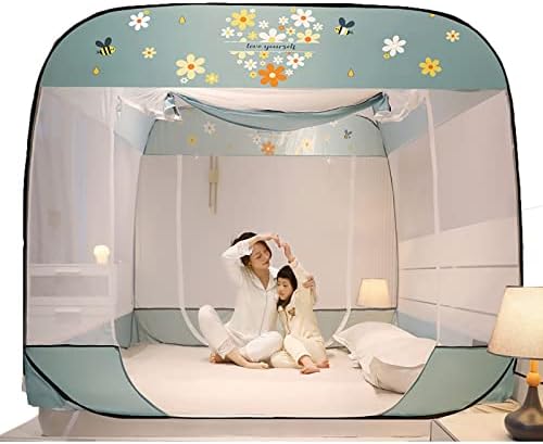 Whyunm26 mosquito net com 2 portas portable reforçar o dossel yurt cortina instalação de tenda livre interna e externa dobrável livre
