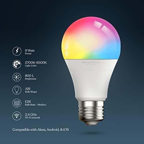 Brightech Maxwell com uma lâmpada LED mais inteligente - lâmpada de chão de prateleira moderna com tom de lâmpada e lâmpada