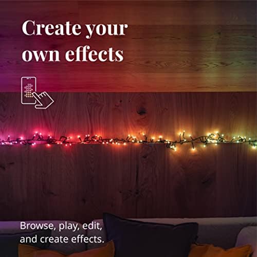 Twinkly Cluster-LEVA LED LED controlada por aplicativos com 400 LEDs RGB. 19,7 pés. Fio verde. Decoração de iluminação inteligente interna e externa