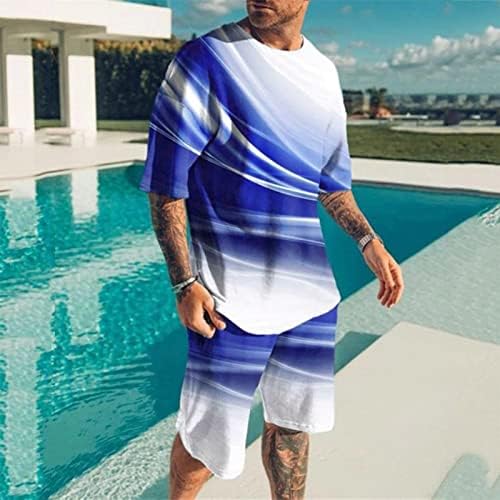 Men Fashion Spring Summer Summer Terno de praia Impressão de mangas curtas Camisas curtas Conjunto de calça de 2 peças com tamanho de masculino pequeno