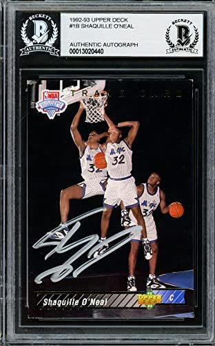 Shaquille Shaq O'Neal autografou 1992-93 Cartão Upper Deck 1B Orlando Magic Beckett Bas 13020440 - Cartões autografados de basquete