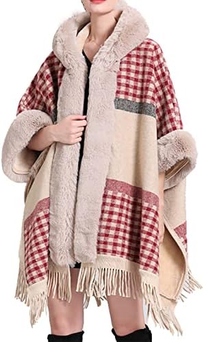 Coloque de peles feminino Shawl enrolar com capuz com penas de capuz de meia manga Cape Cardigan Sweater Open Front for Fall Winter Winter