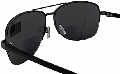 Óculos de sol bifocais de leitura de aviador quadrado quadro de metal da lente cinza escura UV400 Power +2.75