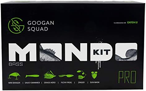 Catch Co Googan Squad Bass Pesca Mondo Kit Pro | GOOGAN Squad Mini Banger, Zinger, Grass Hero, Filthy Frog, Nadador de Salão e Máscara Sun Necko