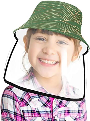 Chapéu de proteção para adultos com escudo facial, chapéu de pescador anti -sun tap, spray japonês vintage verde dourado