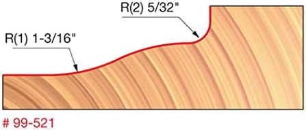 Freud 99-521: 3-1/2 Bit do painel elevado com haste de 1/2, 1-3/16 raio grande