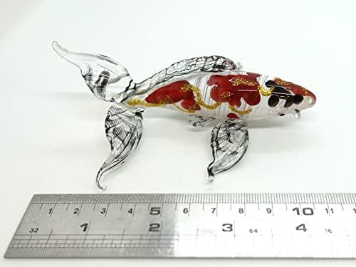 Sansukjai japonês koi carpa peixe estatuetas animais de vidro soprado de vidro colecionável Decorar 4 polegadas