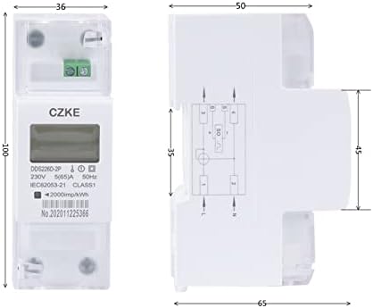 CRFYJ DDS226D-2P LCD METER DE ENERGIA DA DINHA DINHA LCD LCD 65A 100A 220V 230V 50Hz 60Hz Importação de energia ativa Exportar KWH
