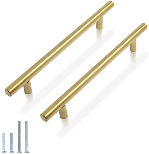Probrico 30 pacote | Gabinete puxa 6-3/10 polegadas centros de orifício Gold Modern Round T Mandels de barra T, aço inoxidável