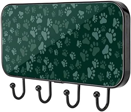 Ganchos Guerotkr para pendurar, ganchos de parede adesivos, ganchos autônomos, padrão de impressão de pata de cachorro verde