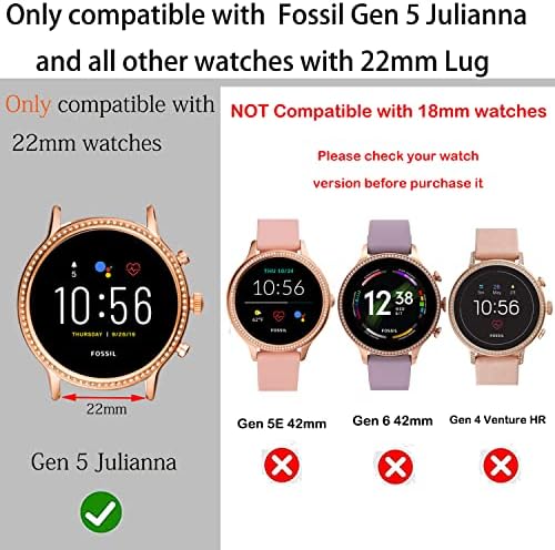 Bandas de Vicrior Compatível com 22mm de largura Fossil Gen 5 Julianna 2019 Libere o relógio inteligente feminino,