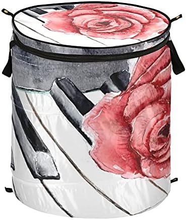 Alaza 50 L cesto de cesto de lavanderia com tampa e alça, cactos e suculentas em vasos de flores cesto de pano dobrável