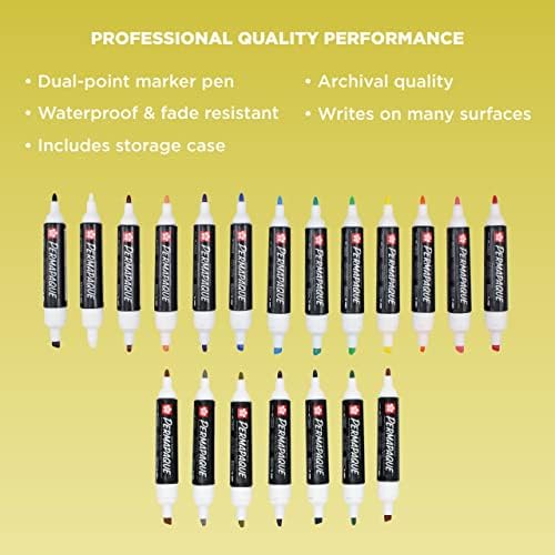 Marcadores de pintura de Sakura Permapaque - cores variadas - 1,2 e 5,5 mm de canetas de ponta dupla - 20 pacote