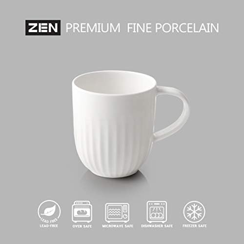 Zen Pleats Porcelain Coffee Canecas de 12 onças de 6 onças de 6
