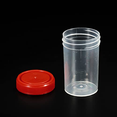 Cups de amostra de 60 ml de Patikil, 2 recipientes de amostra de embalagem Tampa de parafuso à prova de vazamento para casa de laboratório, vermelho