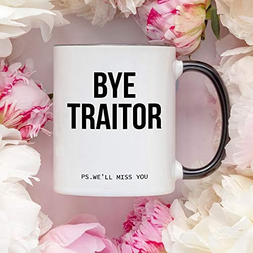 Younique Designs Bye Traidor Caneca, 11 onças, colega de trabalho deixando presentes, presentes de adeus para colegas de trabalho