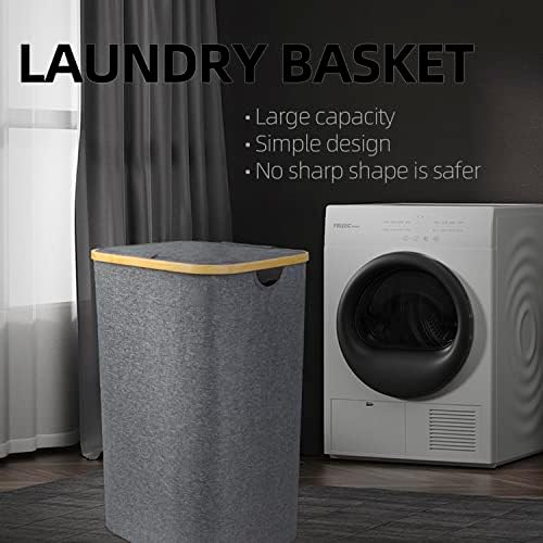 Sinbdlai 70L cesta de lavanderia extra grande com lavanderia cesto de lavanderia banheiro de bambu alto cesta de roupa