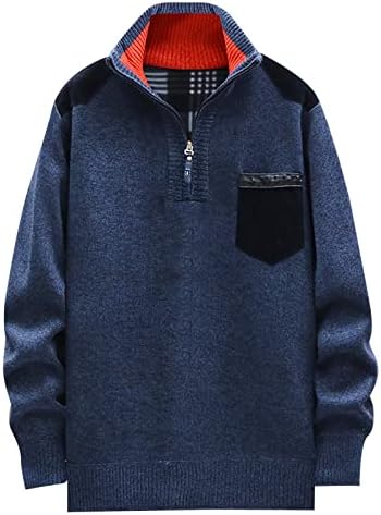Pullover de suéter xxbr para masculino, Winter Spring Half Zipper Stand Collar Sweaters