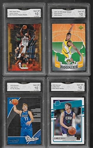 LeBron James Kevin Durant Upper Deck Luka Doncic Lamelo Ball Donruss 4 Cartões GMA GMA GEM MINT 10 NBA Superstar Players