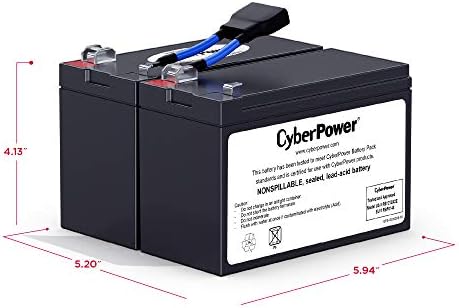 CyberPower RB1270X2E UPS Substituição Cartucho de bateria, livre de manutenção, instalação do usuário, 12V/7ah