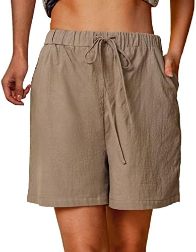 Canche de algodão Mulheres lençóis elásticos de verão feminino casual shorts atléticos e shorts femininos de cintura sólida