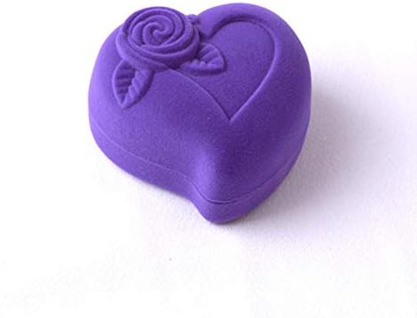 Kesyoo 2 PCs Caixa de anel de jóias Caixa de armazenamento em forma de coração Rosa Padrão Love Anel Armazenamento