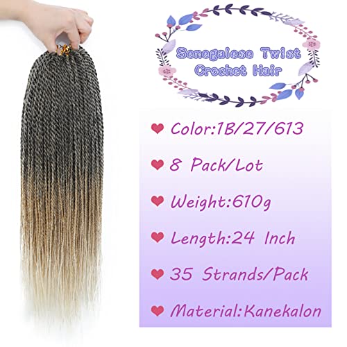 Cabelos de crochê de torção senegalesa, 16 pacotes de cabelo de crochê pré -loop para mulheres negras 18 polegadas Torcer pequeno Kanekalon Braiding Hair 35 fios/pacote